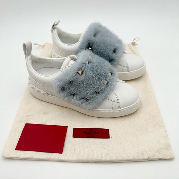 VALENTINO GARAVANI Rockstud Mink Fur Sneaker - Picture 1 of 11